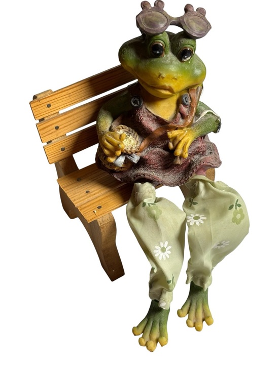 Other - Frog Figurine with Floral Pants - Pets Reptile Accent